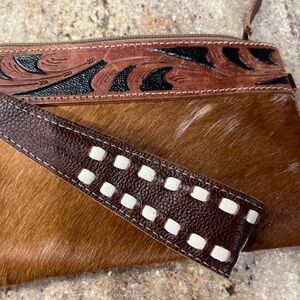 Myra Western Brown Leather wristlet